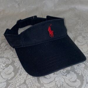 Ralph Lauren Polo Black Visor with Red Logo